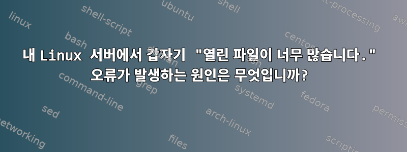 내 Linux 서버에서 갑자기 "열린 파일이 너무 많습니다." 오류가 발생하는 원인은 무엇입니까?