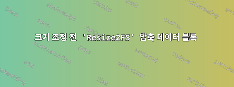 크기 조정 전 'Resize2FS' 압축 데이터 블록