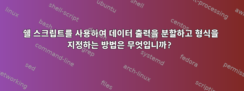 쉘 스크립트를 사용하여 데이터 출력을 분할하고 형식을 지정하는 방법은 무엇입니까?