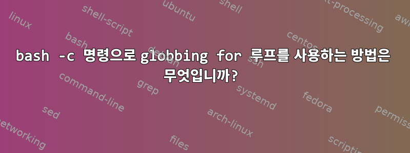 bash -c 명령으로 globbing for 루프를 사용하는 방법은 무엇입니까?