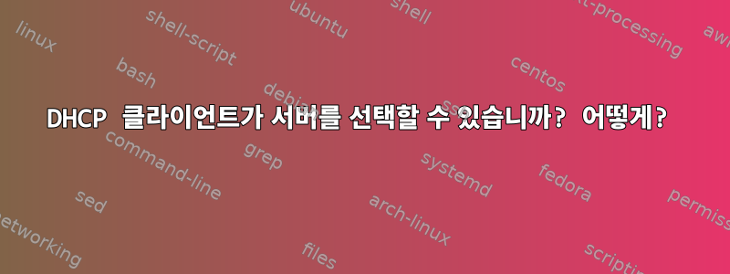 DHCP 클라이언트가 서버를 선택할 수 있습니까? 어떻게?