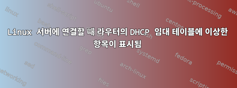 Linux 서버에 연결할 때 라우터의 DHCP 임대 테이블에 이상한 항목이 표시됨