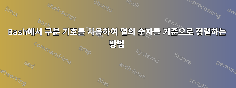 Bash에서 구분 기호를 사용하여 열의 숫자를 기준으로 정렬하는 방법