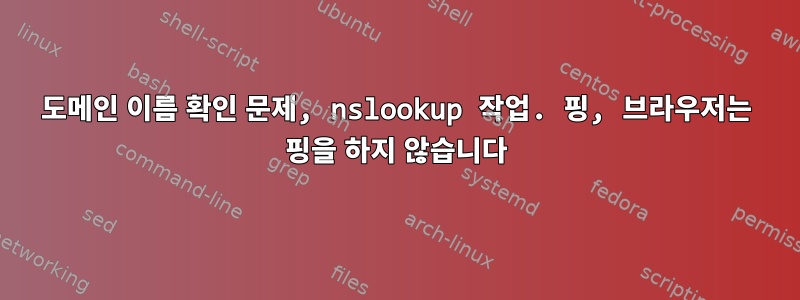 도메인 이름 확인 문제, nslookup 작업. 핑, 브라우저는 핑을 하지 않습니다