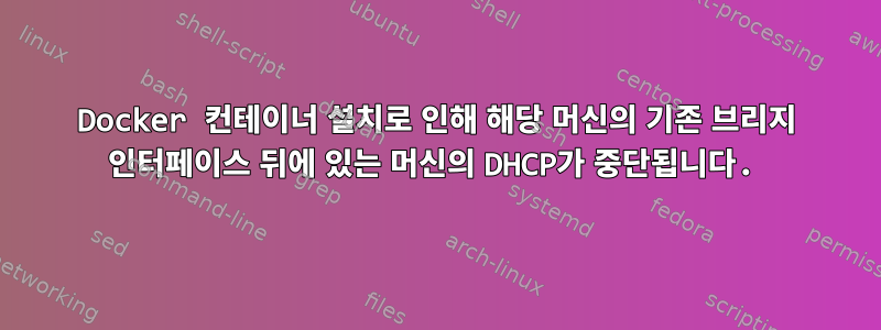 Docker 컨테이너 설치로 인해 해당 머신의 기존 브리지 인터페이스 뒤에 있는 머신의 DHCP가 중단됩니다.