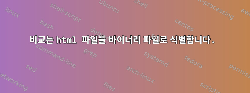 비교는 html 파일을 바이너리 파일로 식별합니다.