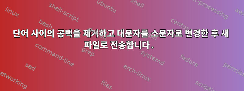 단어 사이의 공백을 제거하고 대문자를 소문자로 변경한 후 새 파일로 전송합니다.