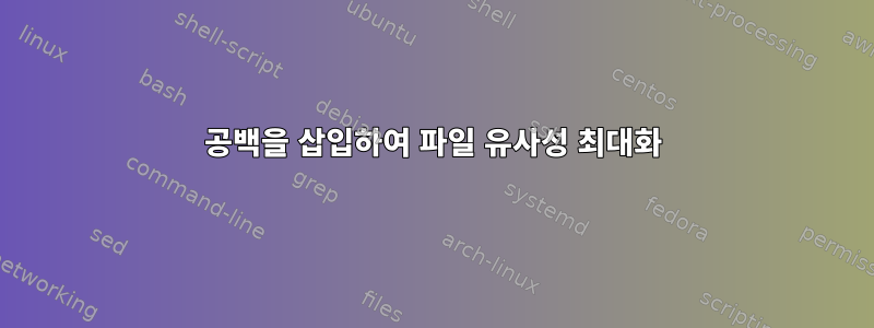 공백을 삽입하여 파일 유사성 최대화