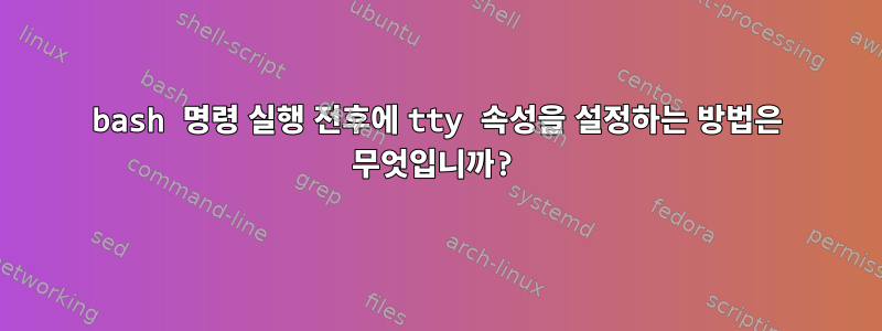 bash 명령 실행 전후에 tty 속성을 설정하는 방법은 무엇입니까?