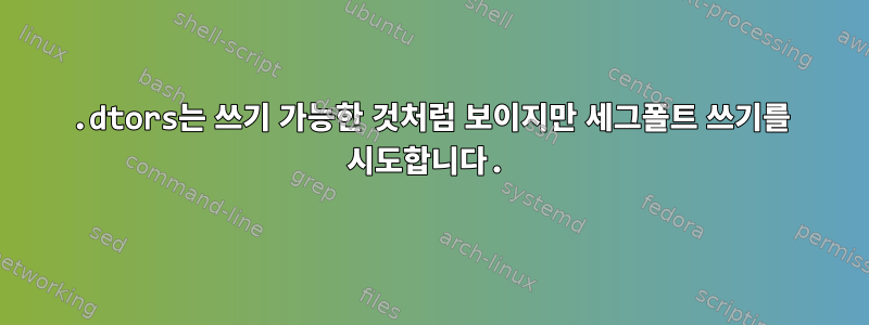 .dtors는 쓰기 가능한 것처럼 보이지만 세그폴트 쓰기를 시도합니다.