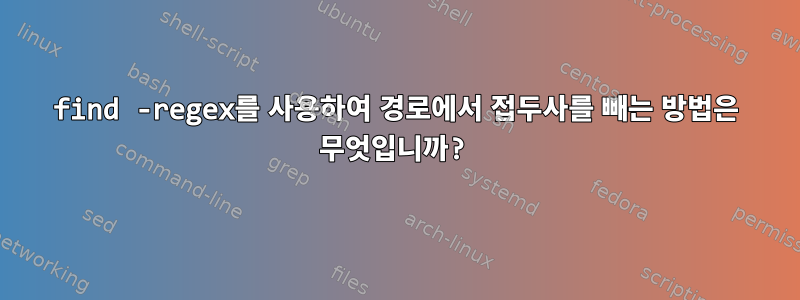 find -regex를 사용하여 경로에서 접두사를 빼는 방법은 무엇입니까?