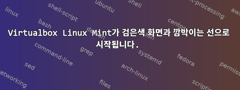 Virtualbox Linux Mint가 검은색 화면과 깜박이는 선으로 시작됩니다.