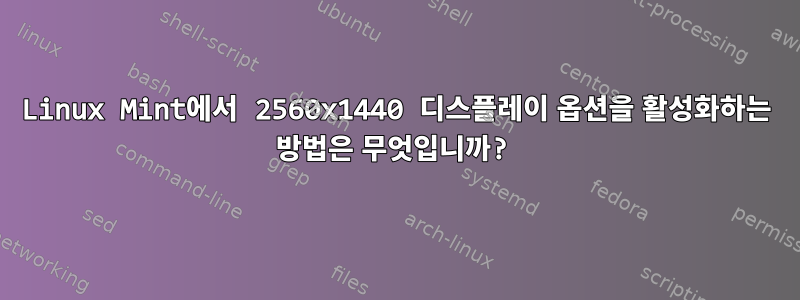 Linux Mint에서 2560x1440 디스플레이 옵션을 활성화하는 방법은 무엇입니까?