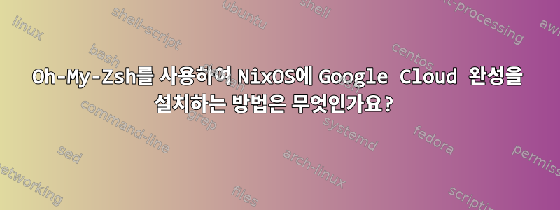 Oh-My-Zsh를 사용하여 NixOS에 Google Cloud 완성을 설치하는 방법은 무엇인가요?