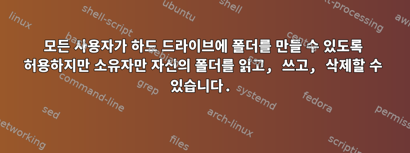 모든 사용자가 하드 드라이브에 폴더를 만들 수 있도록 허용하지만 소유자만 자신의 폴더를 읽고, 쓰고, 삭제할 수 있습니다.