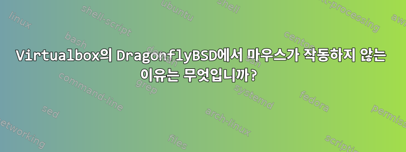 Virtualbox의 DragonflyBSD에서 마우스가 작동하지 않는 이유는 무엇입니까?