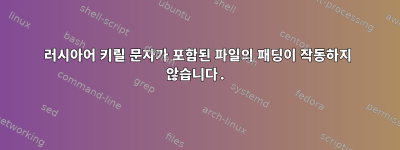 러시아어 키릴 문자가 포함된 파일의 패딩이 작동하지 않습니다.