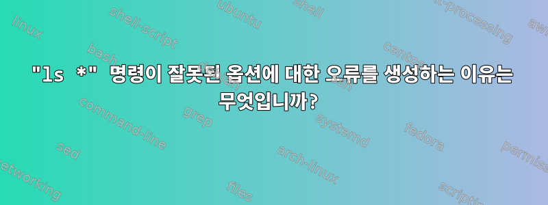 "ls *" 명령이 잘못된 옵션에 대한 오류를 생성하는 이유는 무엇입니까?