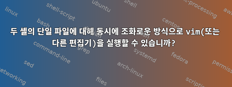 두 셸의 단일 파일에 대해 동시에 조화로운 방식으로 vim(또는 다른 편집기)을 실행할 수 있습니까?