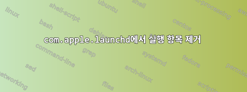 com.apple.launchd에서 실행 항목 제거