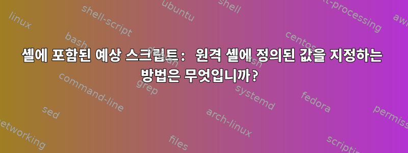 셸에 포함된 예상 스크립트: 원격 셸에 정의된 값을 지정하는 방법은 무엇입니까?