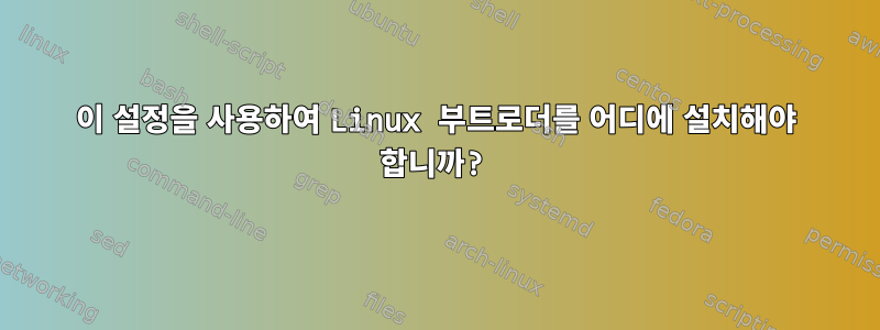 이 설정을 사용하여 Linux 부트로더를 어디에 설치해야 합니까?