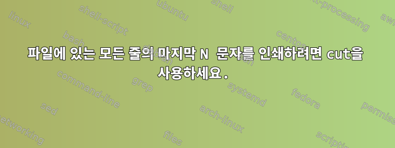 파일에 있는 모든 줄의 마지막 N 문자를 인쇄하려면 cut을 사용하세요.