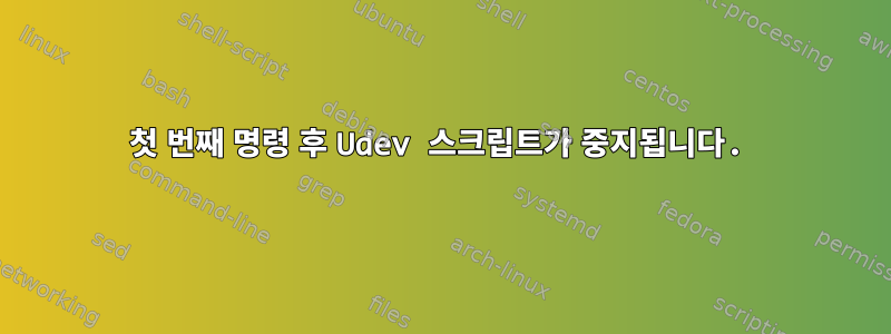 첫 번째 명령 후 Udev 스크립트가 중지됩니다.