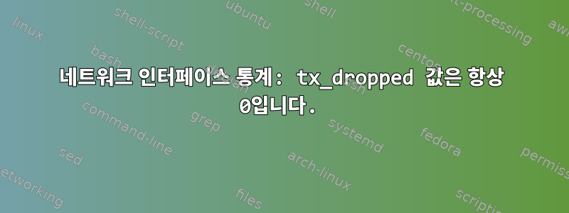 네트워크 인터페이스 통계: tx_dropped 값은 항상 0입니다.