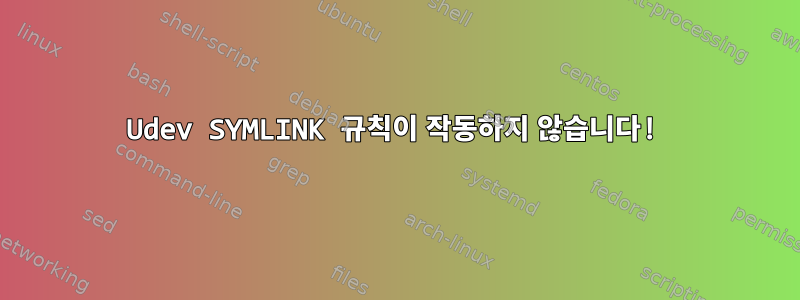 Udev SYMLINK 규칙이 작동하지 않습니다!