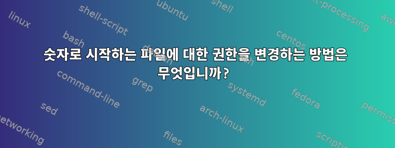 숫자로 시작하는 파일에 대한 권한을 변경하는 방법은 무엇입니까?