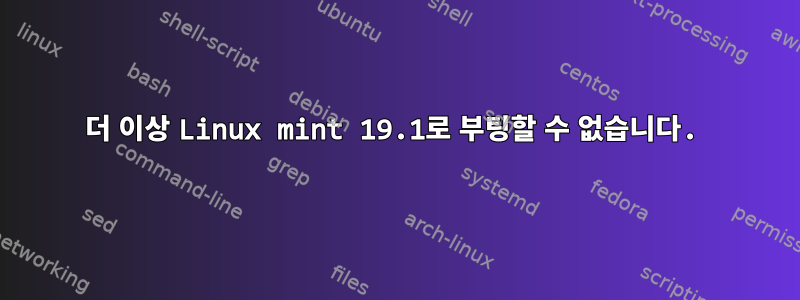 더 이상 Linux mint 19.1로 부팅할 수 없습니다.