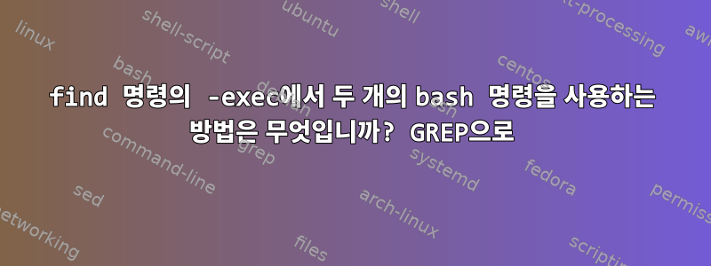 find 명령의 -exec에서 두 개의 bash 명령을 사용하는 방법은 무엇입니까? GREP으로