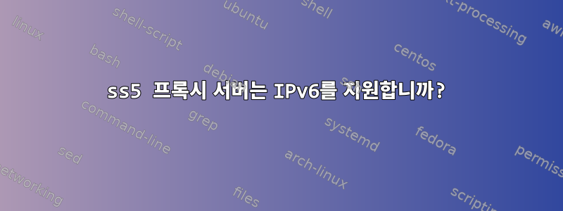 ss5 프록시 서버는 IPv6를 지원합니까?