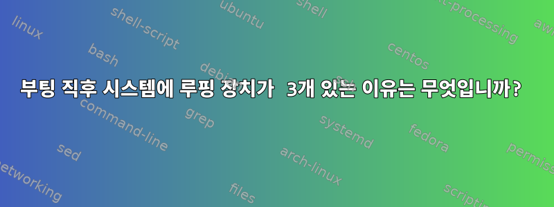 부팅 직후 시스템에 루핑 장치가 3개 있는 이유는 무엇입니까?