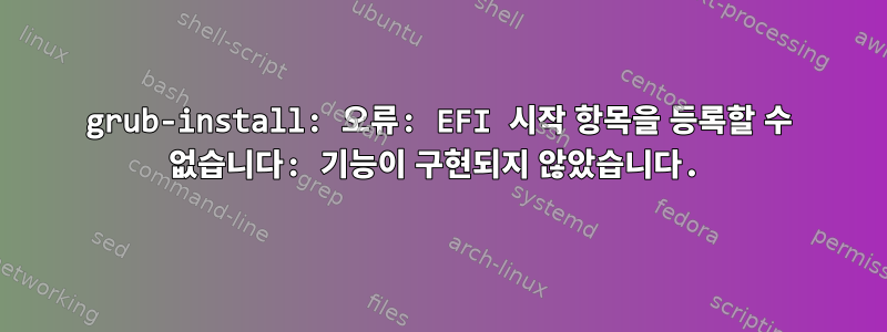 grub-install: 오류: EFI 시작 항목을 등록할 수 없습니다: 기능이 구현되지 않았습니다.