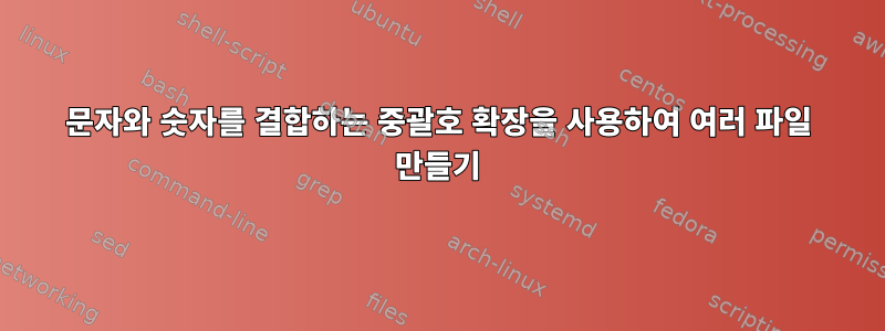 문자와 숫자를 결합하는 중괄호 확장을 사용하여 여러 파일 만들기