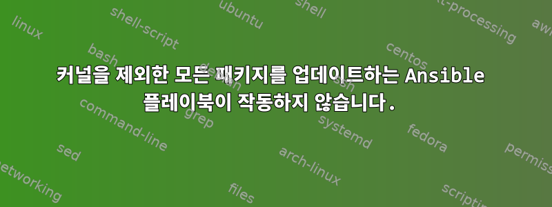 커널을 제외한 모든 패키지를 업데이트하는 Ansible 플레이북이 작동하지 않습니다.