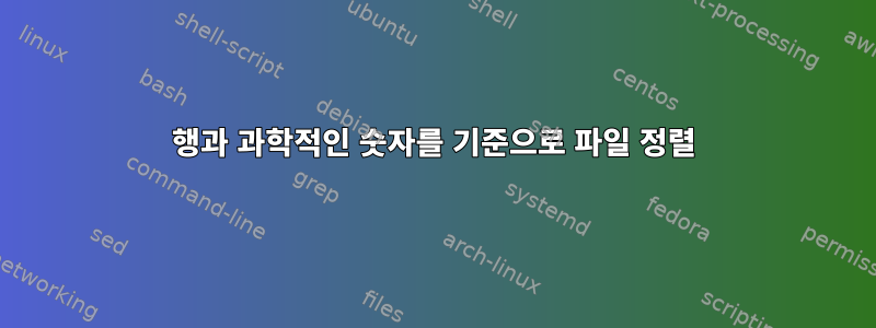 행과 과학적인 숫자를 기준으로 파일 정렬