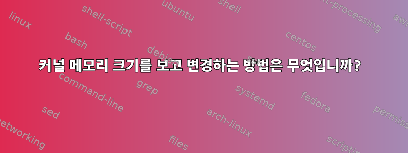 커널 메모리 크기를 보고 변경하는 방법은 무엇입니까?