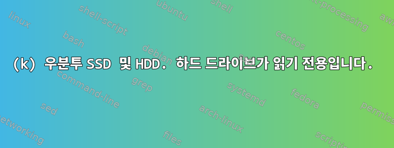 (k) 우분투 SSD 및 HDD. 하드 드라이브가 읽기 전용입니다.