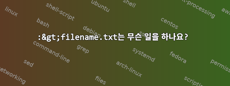 :&gt;filename.txt는 무슨 일을 하나요?