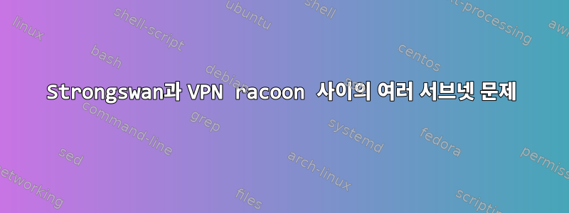 Strongswan과 VPN racoon 사이의 여러 서브넷 문제