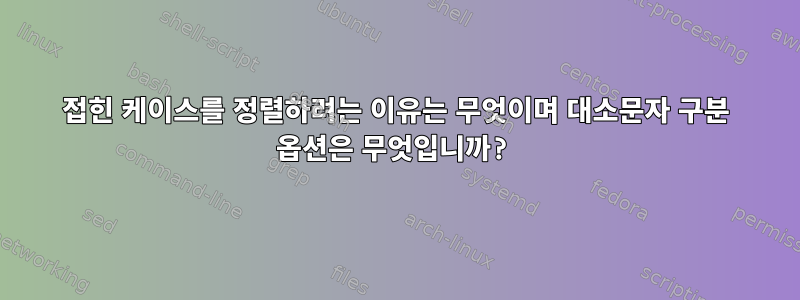 접힌 케이스를 정렬하려는 이유는 무엇이며 대소문자 구분 옵션은 무엇입니까?