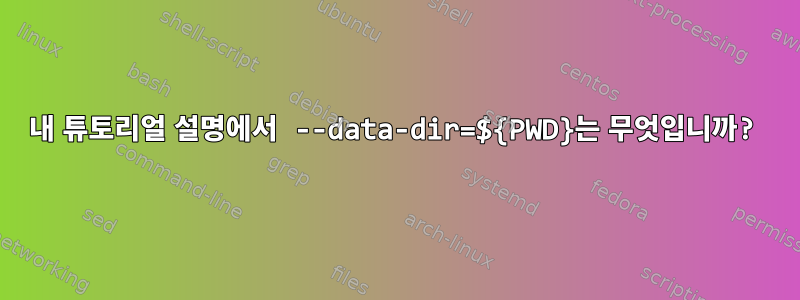 내 튜토리얼 설명에서 --data-dir=${PWD}는 무엇입니까?