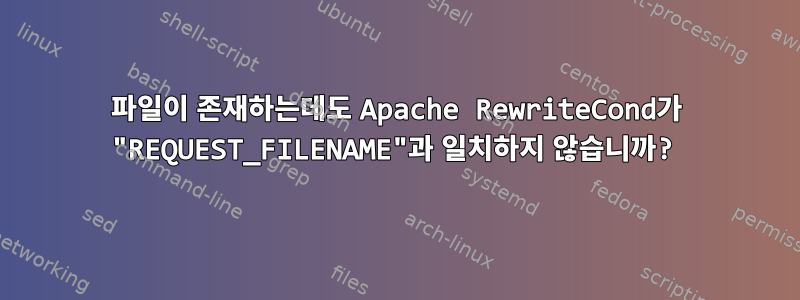 파일이 존재하는데도 Apache RewriteCond가 "REQUEST_FILENAME"과 일치하지 않습니까?