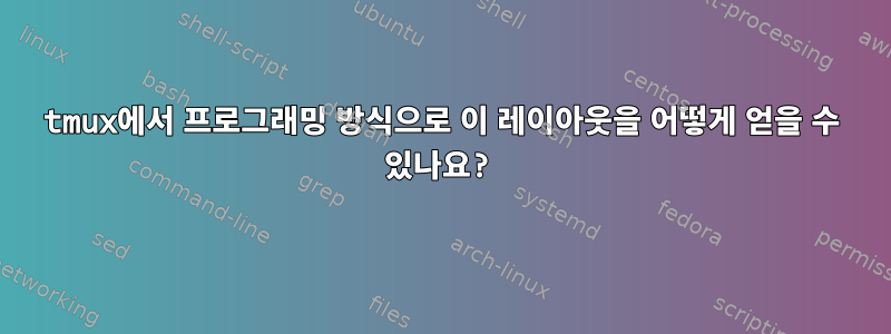 tmux에서 프로그래밍 방식으로 이 레이아웃을 어떻게 얻을 수 있나요?