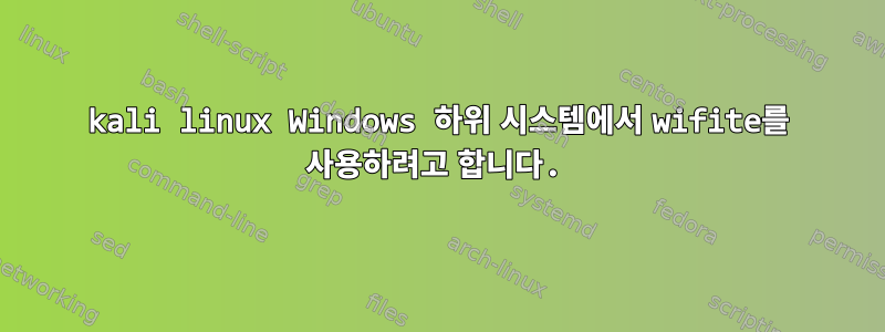 kali linux Windows 하위 시스템에서 wifite를 사용하려고 합니다.