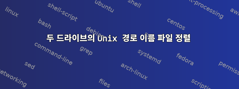 두 드라이브의 Unix 경로 이름 파일 정렬