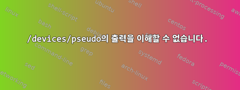 /devices/pseudo의 출력을 이해할 수 없습니다.